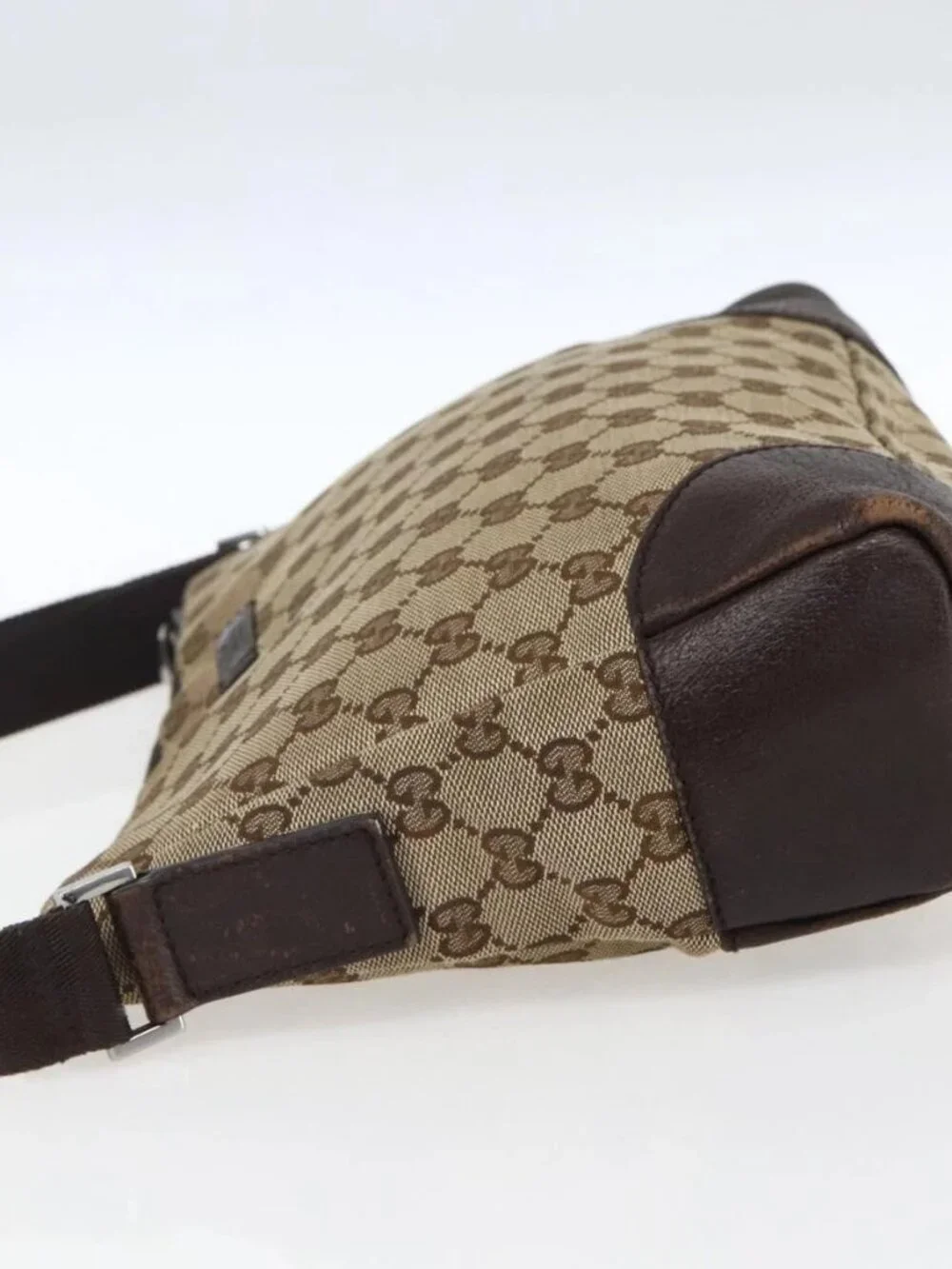 GUCCI GG Canvas Shoulder Bag Beige Silver 114273 Auth fm5091 - Picture 4 of 12